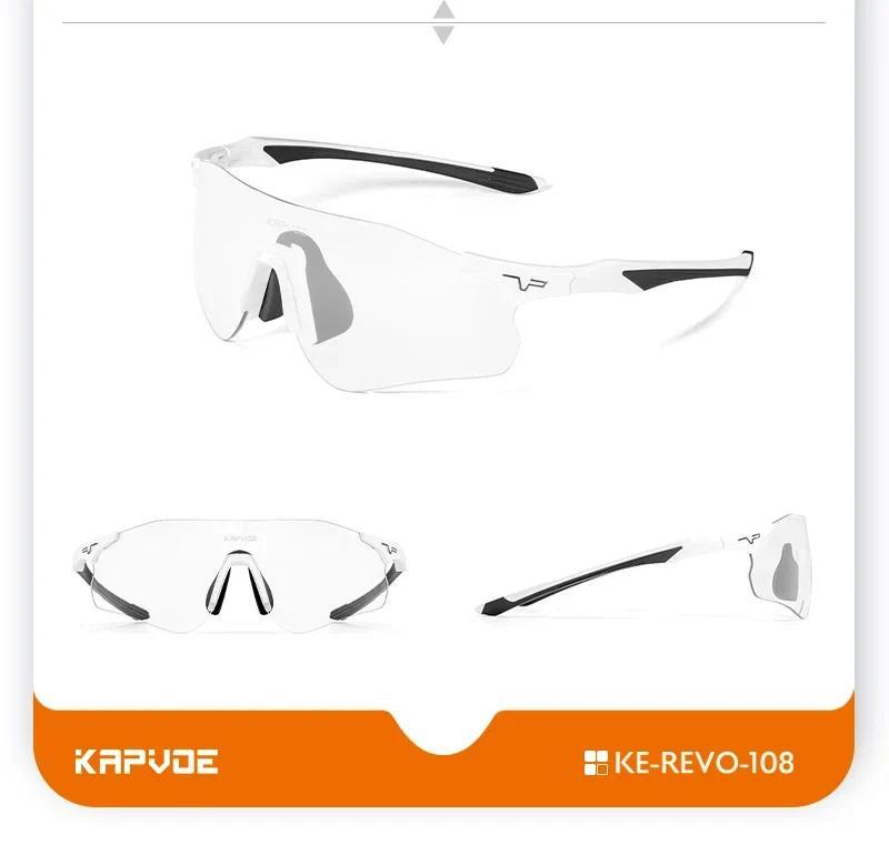 Product Introduction of Kapvoe Men Running Sunglasses Cycling Glasses Colared Photochromic Glasses Purple UV400 Bike Eyewear MTB Sports Bicycle Goggles 24