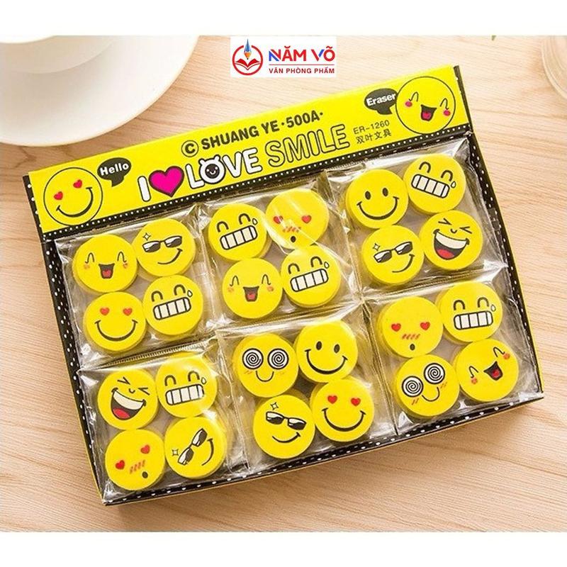 SỈ _ [GÔM MẶT CƯỜI] LỐC 120 Cục Gôm Tẩy Bút Chì Mặt Cười Biểu Cảm Dễ Thương TB 16071 / TB16071 Gói 4 Viên, Tẩy Sạch Bút Chì, Ít Vụn