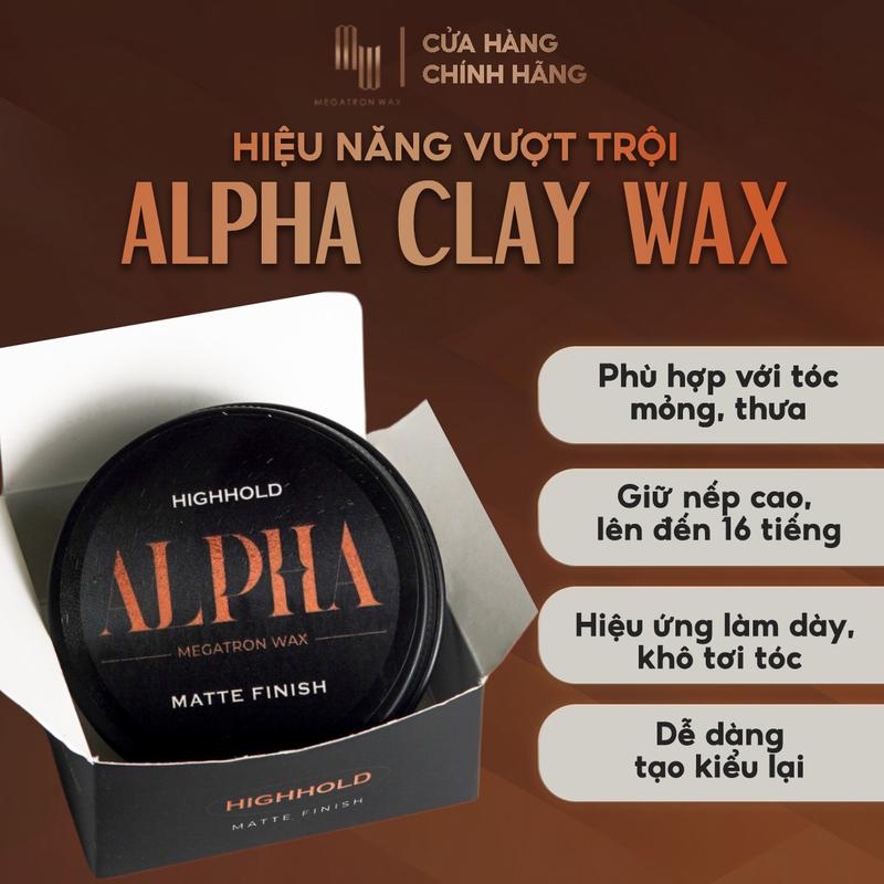 Sáp Vuốt Tóc Nam Alpha Clay Wax, sáp vuốt tóc tạo khô, kiềm dầu