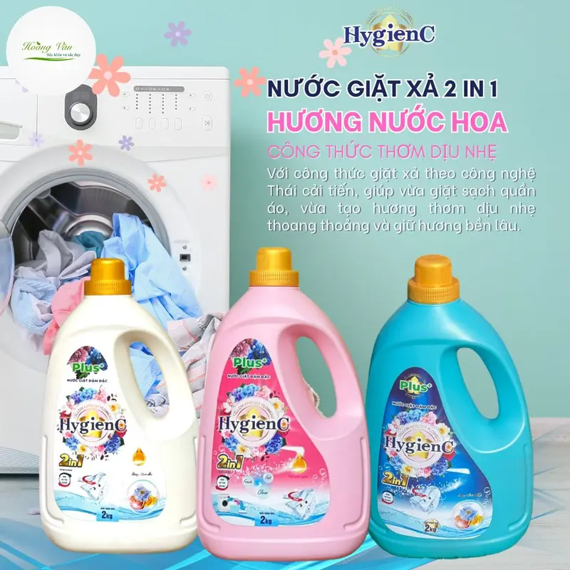 Nước giặt đậm đặc hương nước hoa HyGienC Plus Chai 02 Kg Làm Sạch và xả thơm quần áo 1