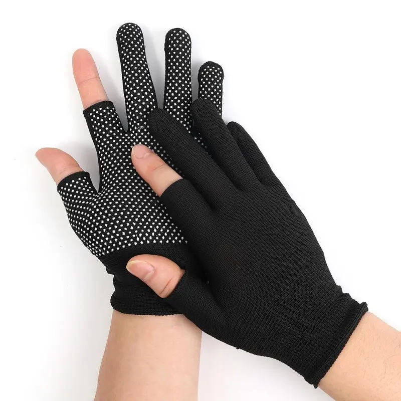 Găng Tay Nylon Chống Trượt, 1 / 2 Đôi, Để Làm Việc An Toàn Và Đạp Xe, Găng Tay Hở Ngón Thoáng Khí, Găng Tay, Dành Cho Nam Giới, Găng Tay Hở Ngón 7