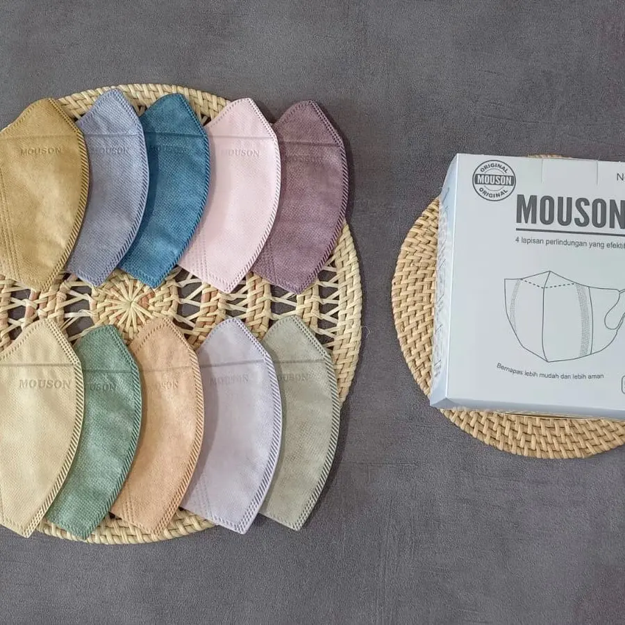 READY MASKER DUCKBILL MOUSON HITAM, PUTIH, ABU DUCKBILL 4 PLY MOUSON EMBOS BAHAN TEBAL ISI 50 LBR PER BOX