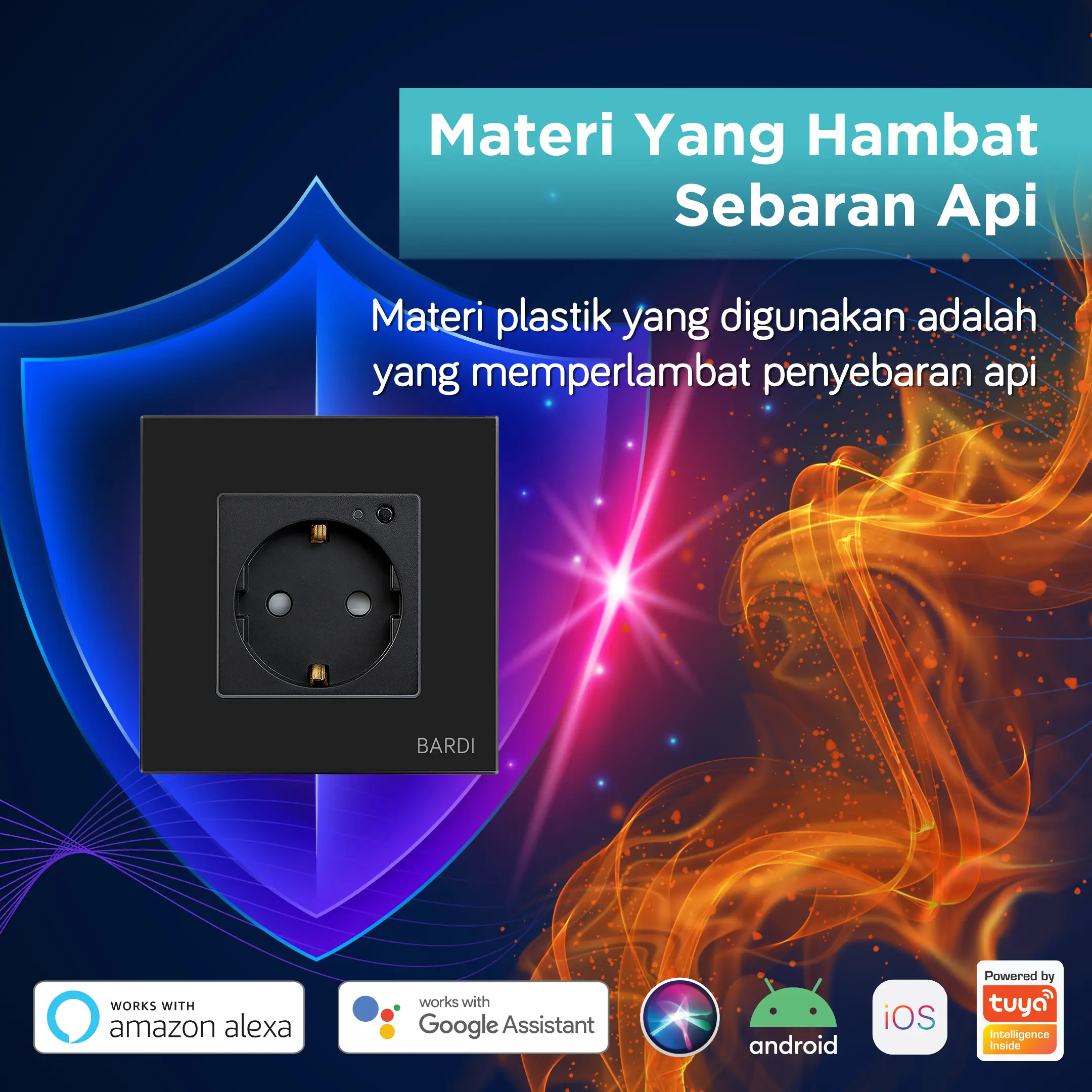 BARDI Smart Wall Socket EU Max 16A PTH/HTM - Stop Kontak Dinding Pintar Otomatis Wi-Fi Automation Putih Hitam