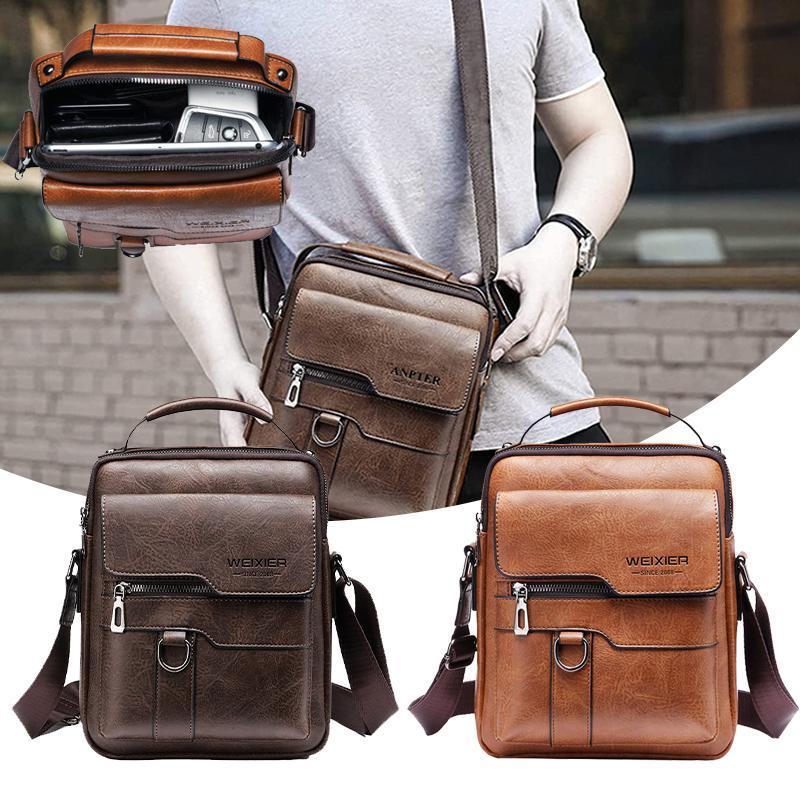 Product Introduction of Men'S Messenger Bag PU Leather Retro Shoulder Bag Casual Handbag Travel Backpack Men'S 14