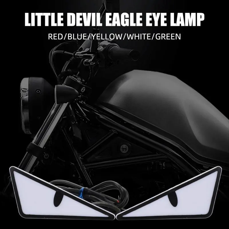 Devil Eye Design Car License Plate Light, Triangle Eye Turn Signal Light, Mini Projector Lens Light, Universal Car Decorative Light for Motorcycle 8