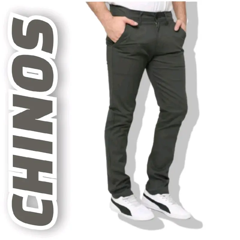Celana Panjang Pria CHINO Slim Fit Abu Cream Hitam Kain Mocca Nyaman 0
