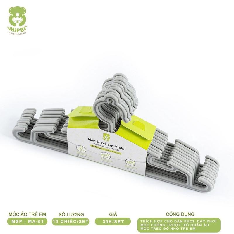Set 10 Móc quần áo trẻ em , móc nhựa treo đồ em bé Mipbi cao cấp 4