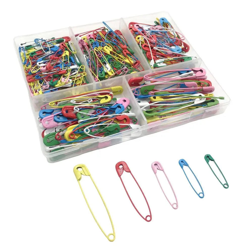 350x Colorful Safety Pins with Storage Box Buckle Pin Brooch Handmade for Sewing Knitting Stitch Marker Jewelry Making Apparel Accessories