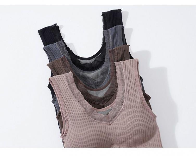 Product Introduction of Thời trang nữ，Áo Vest Ấm Áp, Thời Trang, Dành Cho Mùa Đông Của Phụ Nữ, Có Đệm Ngực, Lót Lông Cừu, Dày Dặn, Thích Hợp Cho Học Sinh Mới, Kiểu Dây Đeo, Không Đường May, Mỏng Vừa Vặn, Áo Lớp Nền dễ phối đồ 30