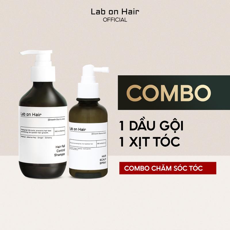 Combo xịt dưỡng tóc + dầu gội gừng Lab on Hair hỗ trợ cải thiện tình trạng gẫy rụng Hữu cơ Chăm Sóc Tóc