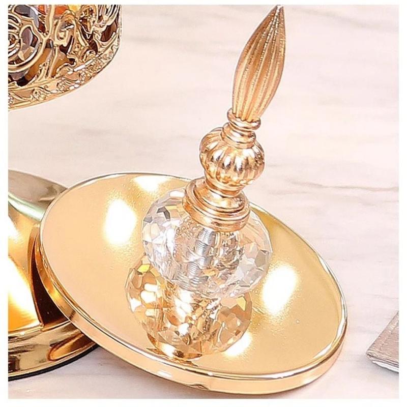 Product Introduction of New European Glass Storage Jar with Lid High-footed Rose Candy Jar Luxury Desktop Ornaments -plated Storage 13