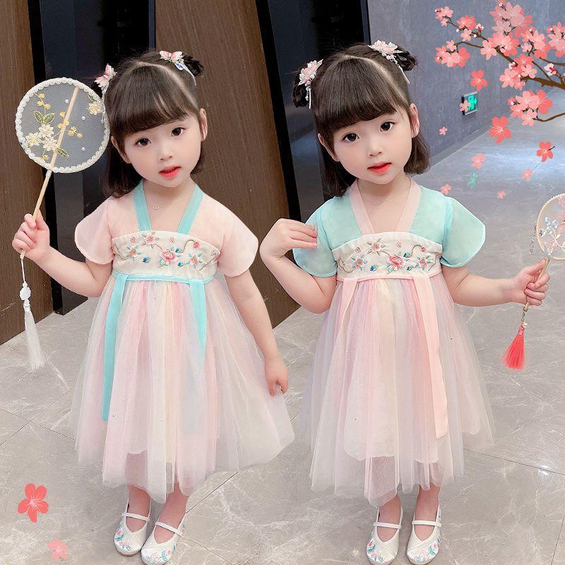 Trang phục truyền thống Trung Quốc dành cho bé gái, Hanfu, cho mùa hè, PippiKids, VN-D0018, Trang phục cổ trang phong cách Trung Quốc dành cho trẻ em, Váy công chúa sành điệu, Thích hợp cho 8-23kg