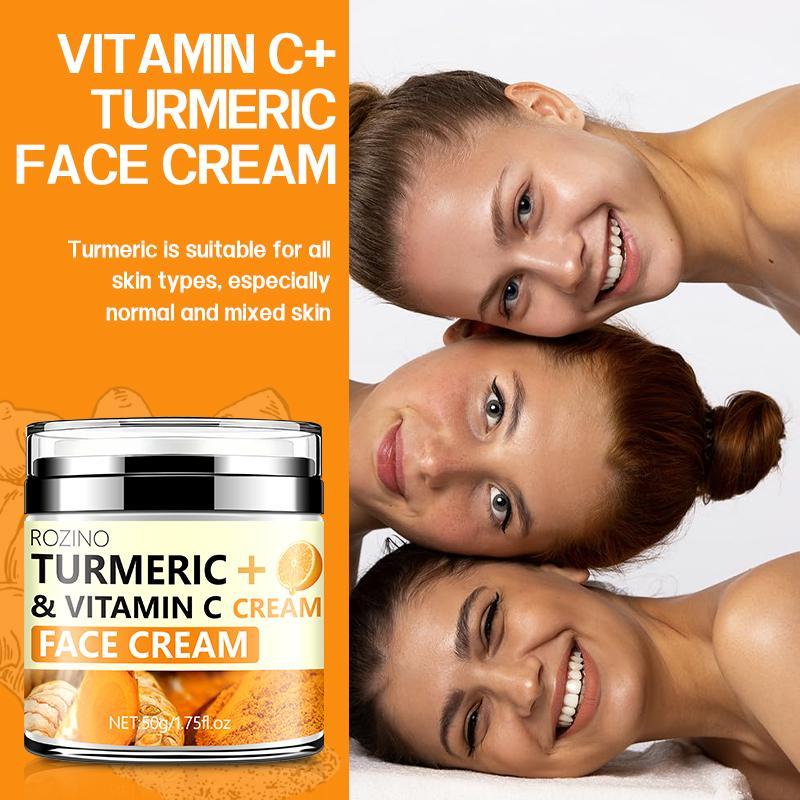 Turmeric + Vitamin C Moisturizing Face Cream, Deeply Moisturize, Tighten, Smooth and Improve Facial Skin, Leaving Skin Firm, Delicate and Elastic, Christmas, Christmas Gift, Face Care Products 3