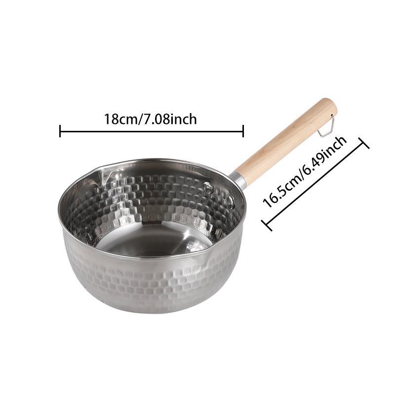Stainless Steel Saucepan with Wooden Handle, 1 Count Milk Pot without Lid, Kitchen Cookware for Home Daily Cooking, Kitchen Accessories 1