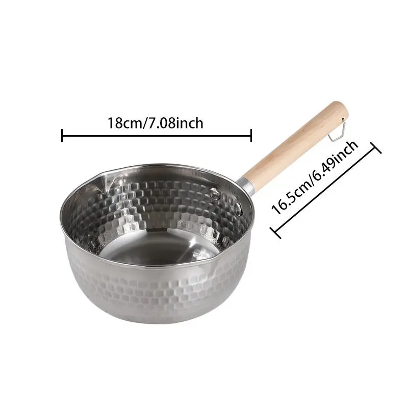 Stainless Steel Saucepan with Wooden Handle, 1 Count Milk Pot without Lid, Kitchen Cookware for Home Daily Cooking, Kitchen Accessories 1