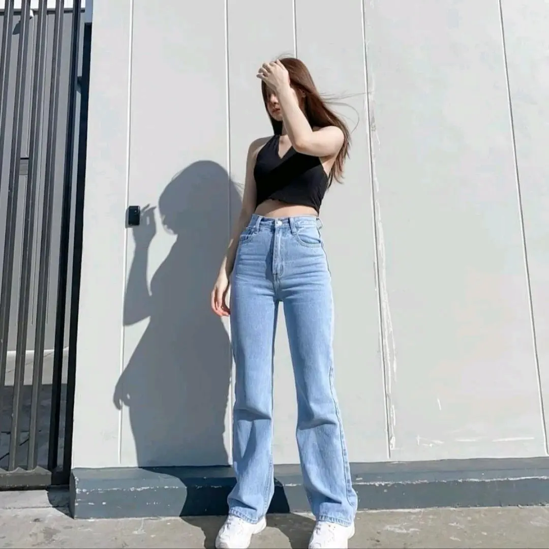 Highwaist Loose Kulot Jeans Wanita Korean Style Premium Polos