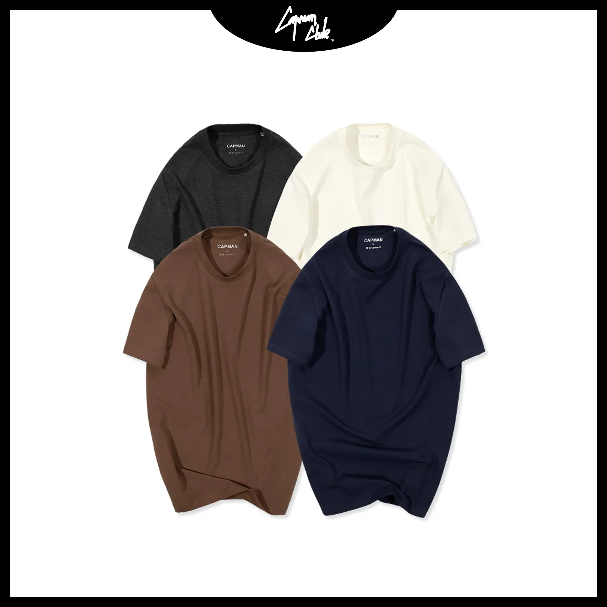 Áo thun nam cổ tròn trơn basic CAPMAN CLUB, tay ngắn vải cotton phom regular fit