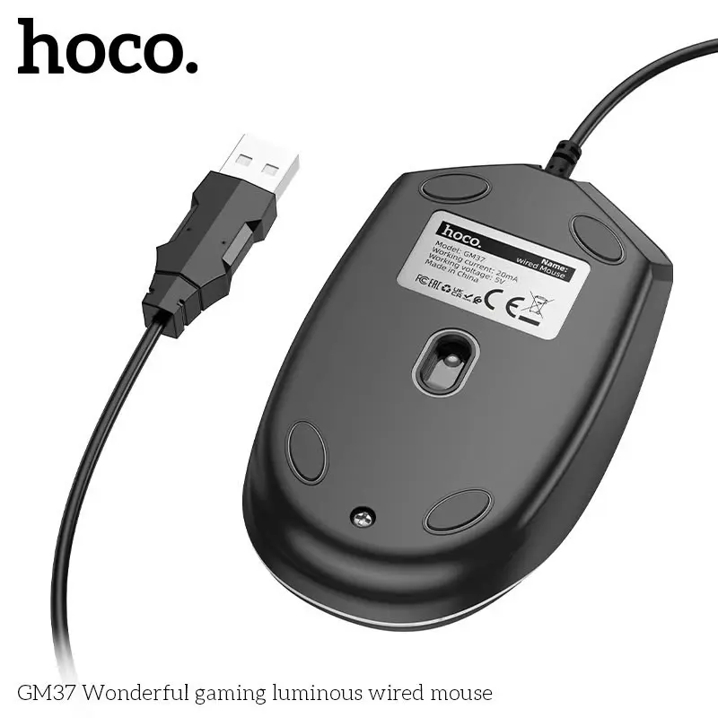 Chuột máy tính có dây Hoco GM37 Có Led RGB, chỉnh DPI 7