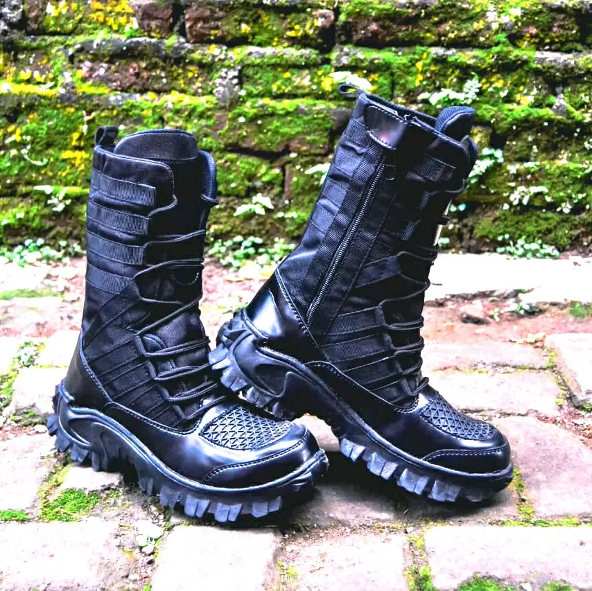 SEPATU BOTS SAFETY PDL NINJA PRIA Boots Hitam Karet Steel toe Shoes combat
