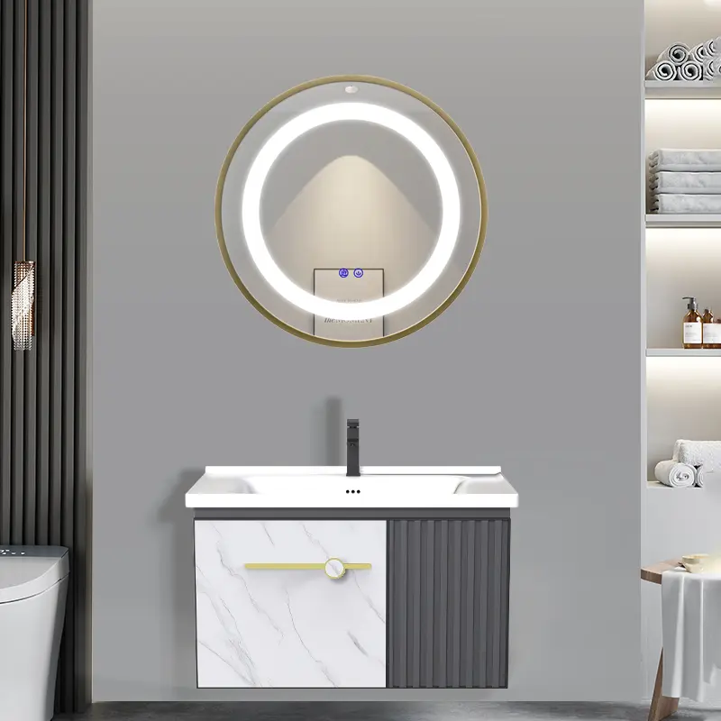 GUANJIE - kabinet kamar mandi (50CM/60CM)- Aluminium (Bathroom Cabinet)wastafel cabinet Kabinet Cermin LED 7
