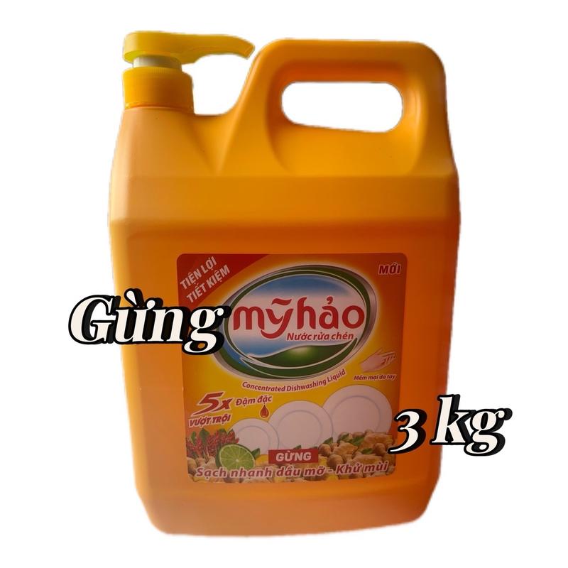Nước rửa chén Mỹ Hảo 3 kg hương Gừng có vòi - Làm Sạch