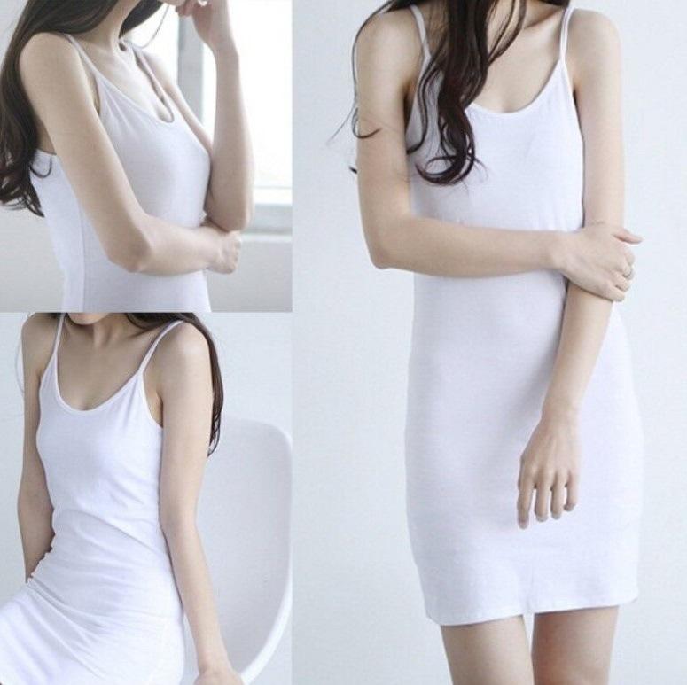 Product Introduction of Váy Ba Lỗ Hai Dây Dài Trung Bình Có Thể Mặc Bên Trong, Hàng Mới Về Mùa Hè, Váy Đáy, Dành Cho Nữ, Gợi Cảm Và Ôm Sát, Váy Trượt, Áo Sơ Mi Lớp Nền Dễ Phối Đồ 4