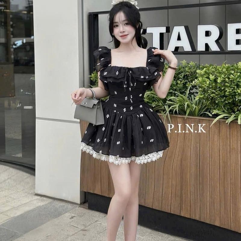 Đầm Hoa Dự Tiệc Kiểu Cánh Tiên Phối Ren Có Mút Ngực Dáng Xoè Dễ Thương 3