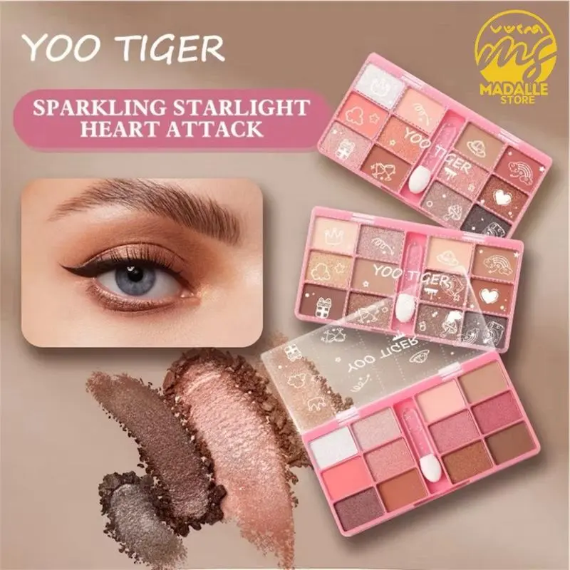 YOO TIGER Palette Eyeshadow Daily 12 Color Pigmented Sparkling Starlight Heart Attack untuk Tampilan Mata yang Menawan
