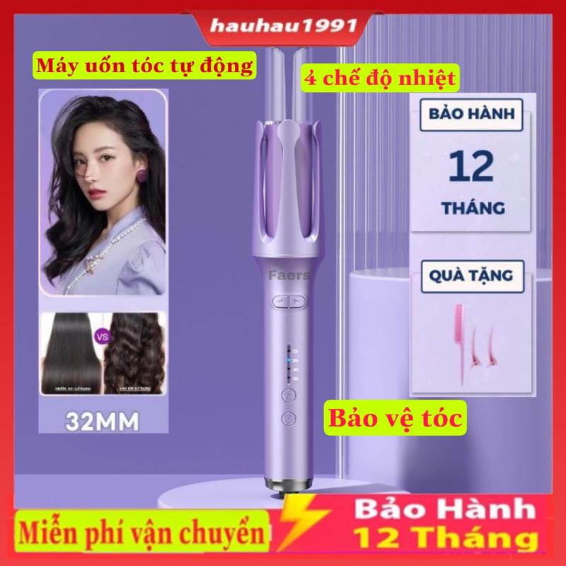 Máy Uốn Tóc Xoăn Tự Động 4 Chế Độ FAERS PLUS / SeeMee, MAI ĐỖ , Nhiệt lớp phủ gốm sứ bảo vệ tóc khi tạo kiểu đường kính uốn 32mm