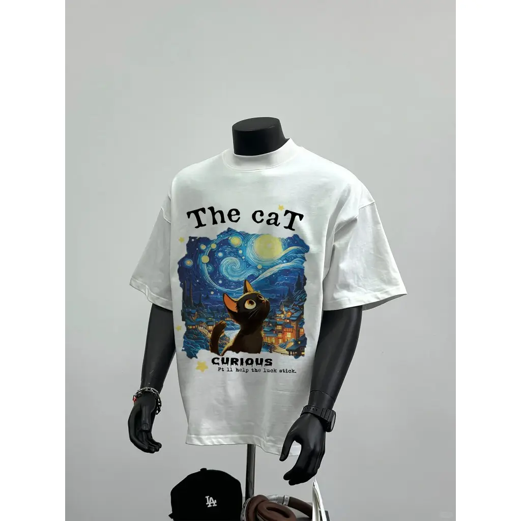 Áo Phông Hè Nam Nữ Phối Họa Tiết THE CAT Dễ Thương Phong Các Trẻ Trung, Chất Liệu Cotton Khô Mềm Mịn Mát Mẻ M2