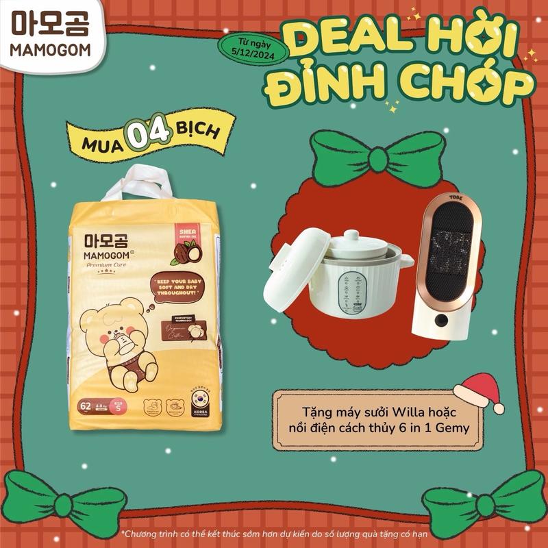   Quà tự chọn  Combo 4 bịch bỉm Mamogom Premium đủ size Cho bé 