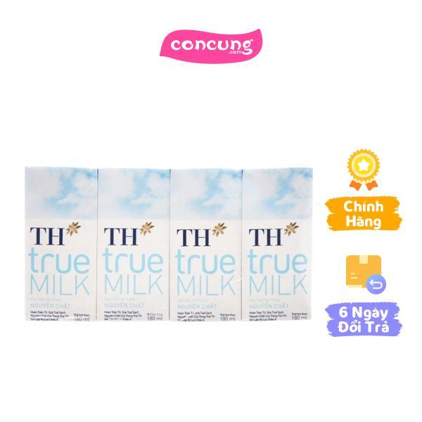  Sữa tươi tiệt trùng nguyên chất TH true Milk 180ml  lốc 4 hộp  