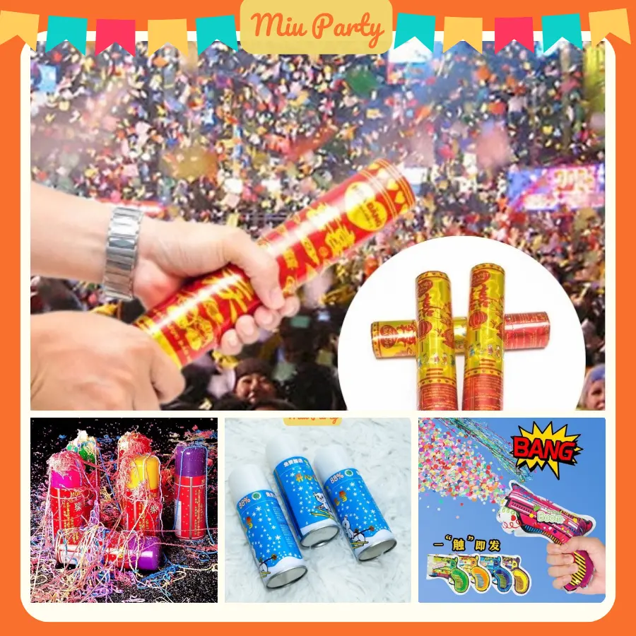 Đồ Chơi TẾT, Phụt Kim Tuyến Giấy Confetti, Xịt Tuyết Xịt Dây, Vui Chơi Tiệc Tùng