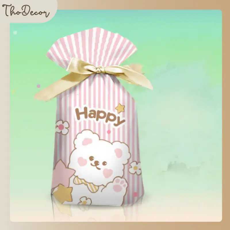 Túi đựng quà kèm nơ rút/ túi zip, túi tai thỏ chia kẹo, bánh siêu dễ thương THODECOR - Chất liệu Nilon, Nhiều màu, mẫu mã đa dạng 7