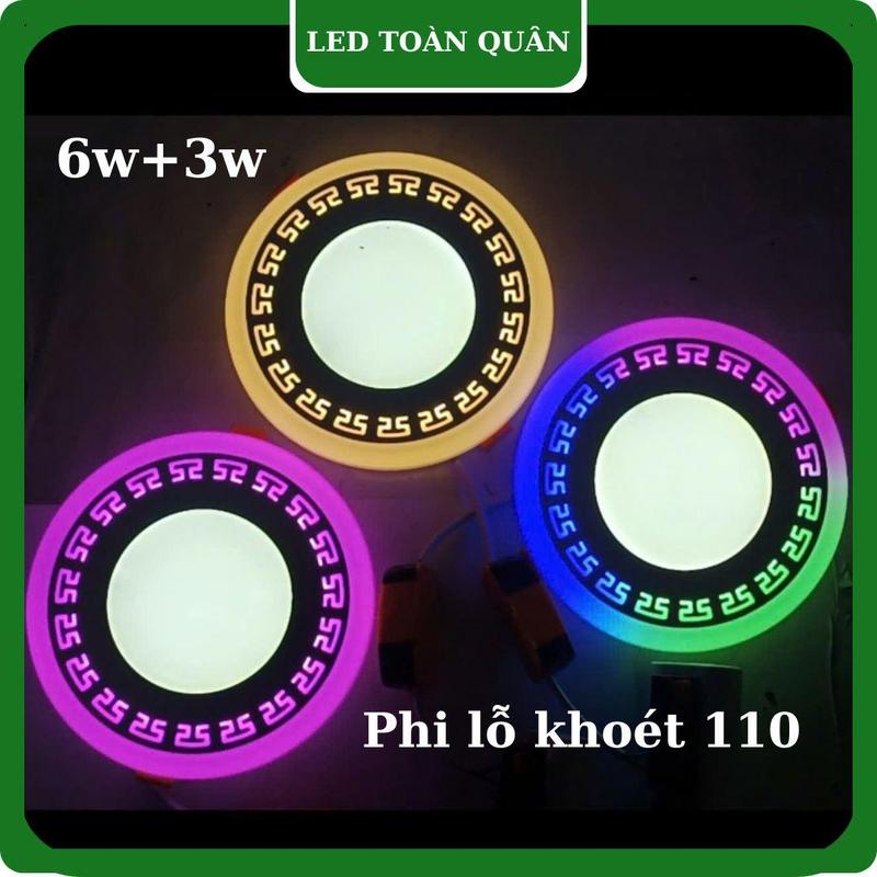  Đèn Led Âm Trần Trang trí trần nhà thạch cao viền màu lỗ khoét 110 công suất 6w+3w 