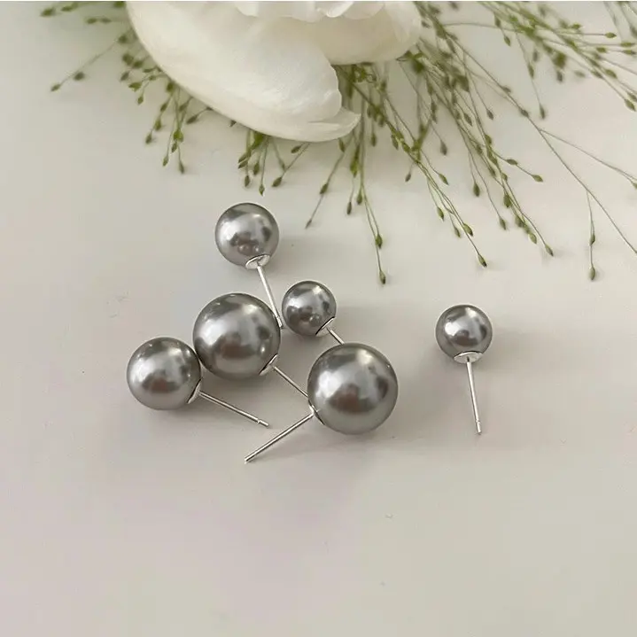 Bông Tai Đinh tán Ngọc Trai Giả, Màu Xám Bạc, Phong Cách Instagram Của Phụ Nữ, Hình Tròn Tích Cực, Ánh Sáng Mạnh, Thiết Kế Độc Đáo, Phong Cách Pháp, Bông Tai Cao Cấp, Bạc Sterling 925 lacbac  nguyenchat xứ  bạc  jewels nụ  hôn  bạc  ti