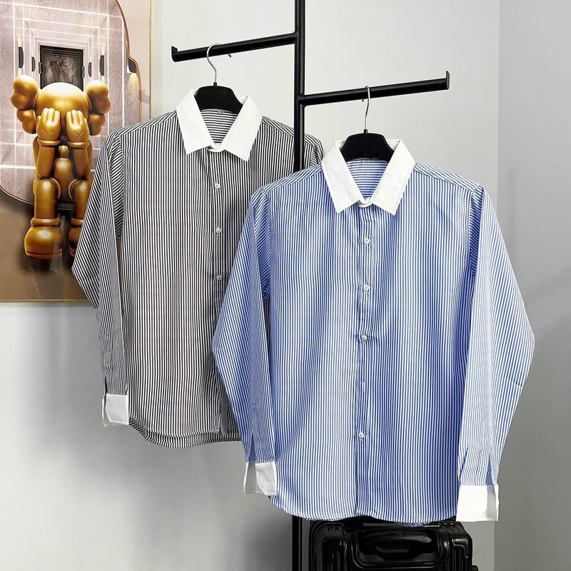 Áo sơ mi nam tay DÀI vải lụa KATE cao cấp in họa tiết SỌC mẫu mới giá rẻ Menswear Đen Nhung