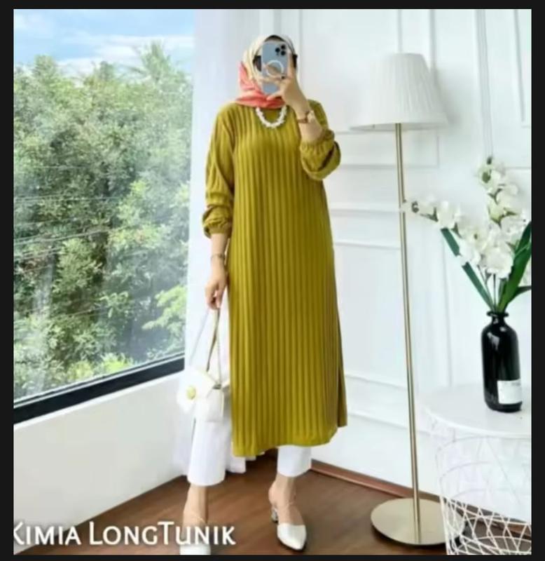 LONG TUNIK BAHAN KNIT HORNET TEBAL MELAT LENGAN PANJANG KARET 6