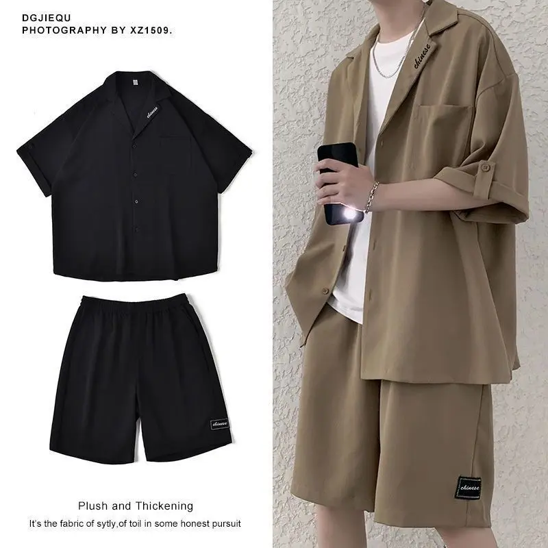 High-End Street Style Suit Set for Men Summer Ins Trend Brand British Style Cool Casual Blazer Two-Piece Thin