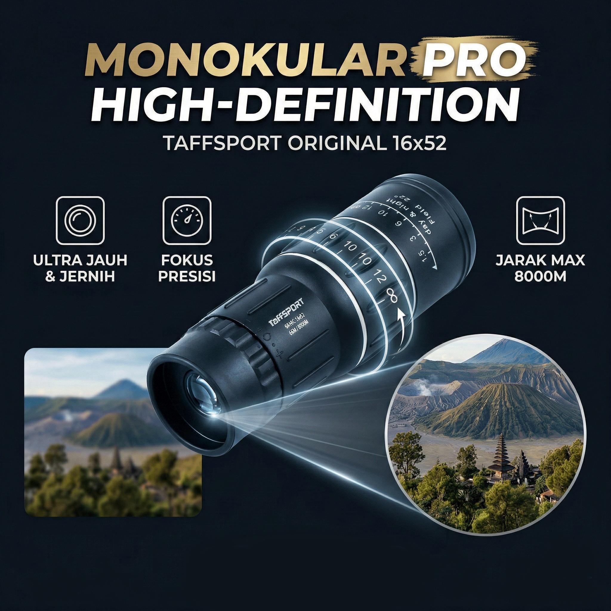 Telescope 66M/8000M - 16x52 Teropong Monocular Bushnell 16 x 52 HQ Jarak Jauh Focus and Zoom Lens Adjustable Telescope