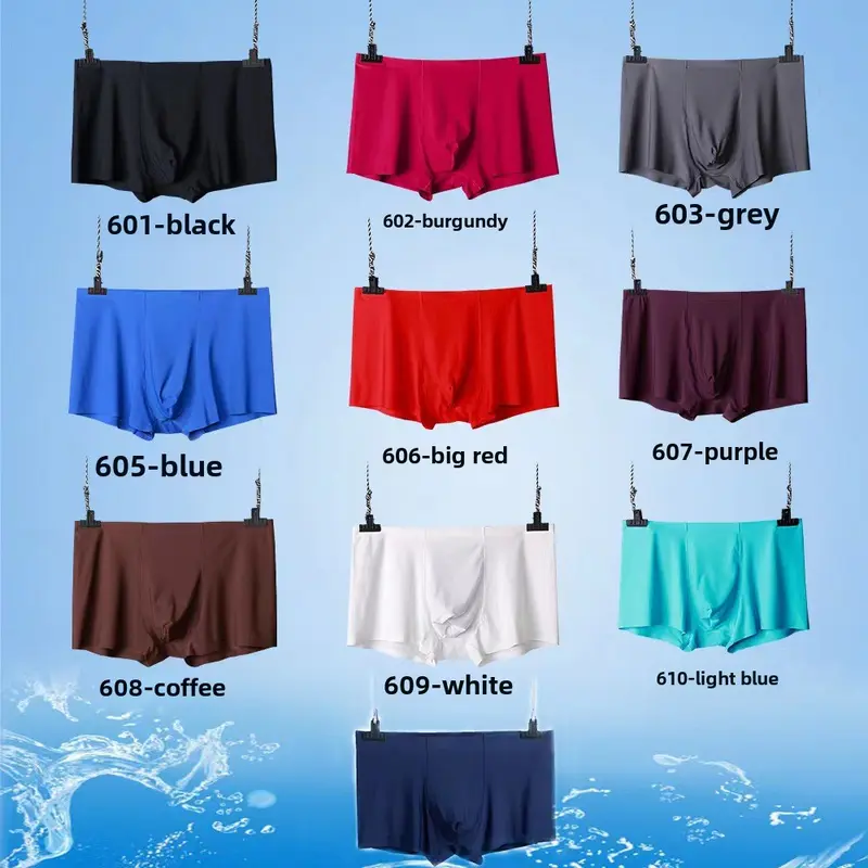Quần Boxer Nam, Thiết Kế Trơn Cơ Bản, Vải Nylon Mềm, Thoải Mái, Thích Hợp Mặc Hàng Ngày, Đồ Lót Cho Nam 6