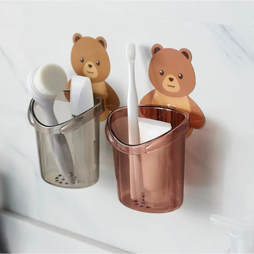 Giá Để Đồ Hình Gấu, Cho Cốc Rửa, Bàn Chải Đánh Răng Và Kem Đánh Răng, Không Cần Đục Lỗ, Thích Hợp Cho Phòng Tắm, Nhà Sản Xuất Cốc Lưu Trữ Nhà Vệ Sinh Đựng Bàn Chải