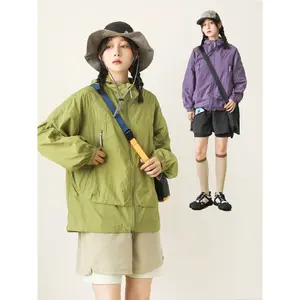 CHICMORE Pakaian pelindung matahari luar ruangan pria dan wanita musim panas tipis anti-ultraviolet berkerudung jaket pasangan