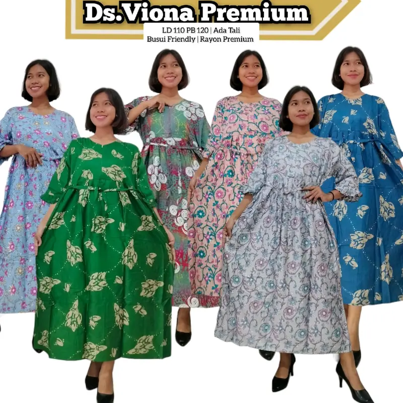 daster viona lengan 3/4 bahan rotari busui friendly Zipper depan 0