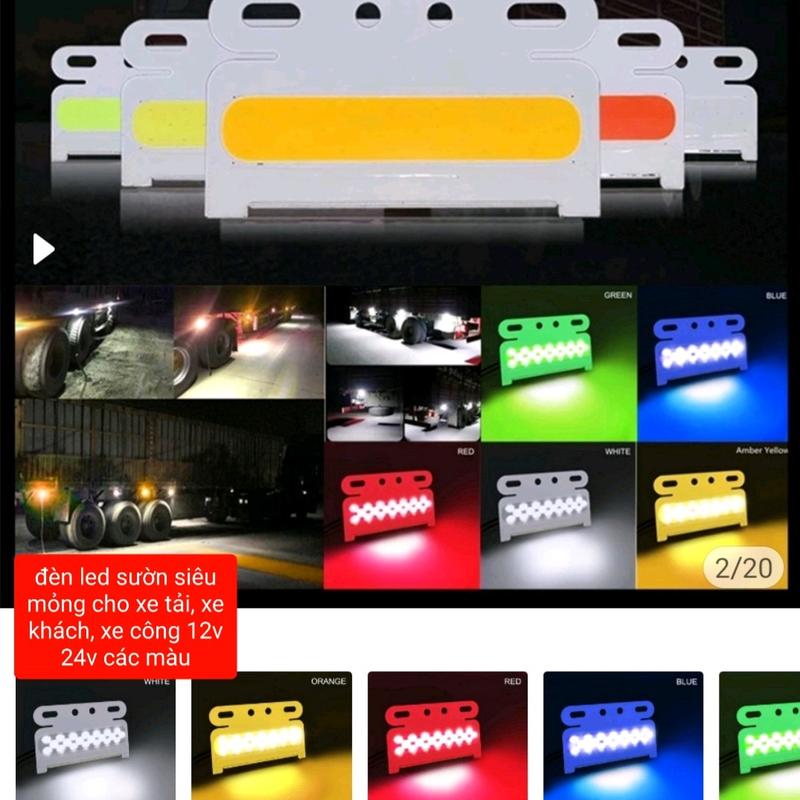 đèn led sườn , đèn hông siêu mỏng xe tải, xe khách 12v 24v các màu hạn chế vạ quệt  ( đèn sườn mỏng)