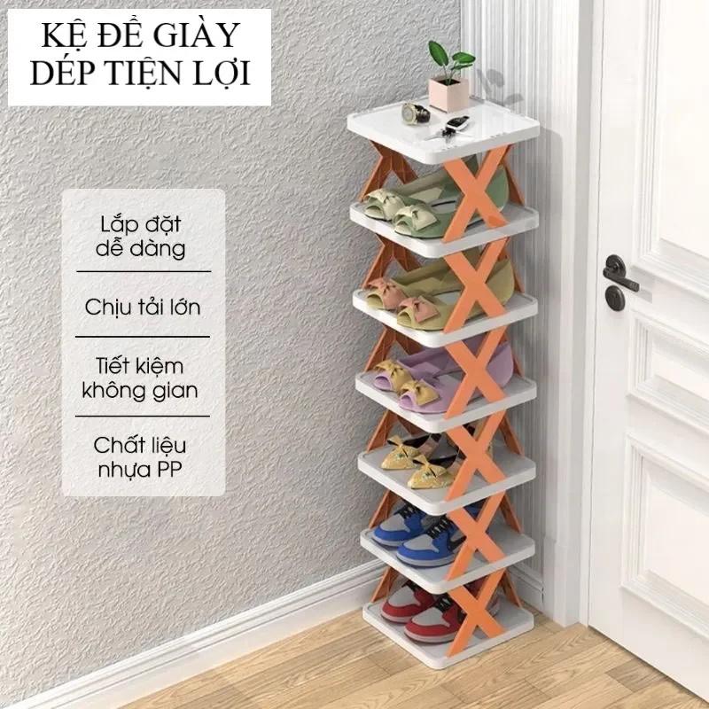 Kệ để giày dép 5 tầng chữ X thông minh có thể tháo lắp gấp gọn tiện lợi, kệ để…