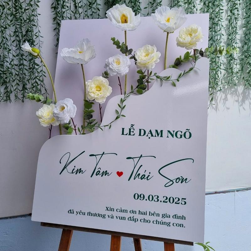 Có IN chữ Theo Cầu - Bảng hộp welcome để cắm hoa + Bảng cưới, bảng chào, bảng đón khách để cổng cưới, trang trí 4