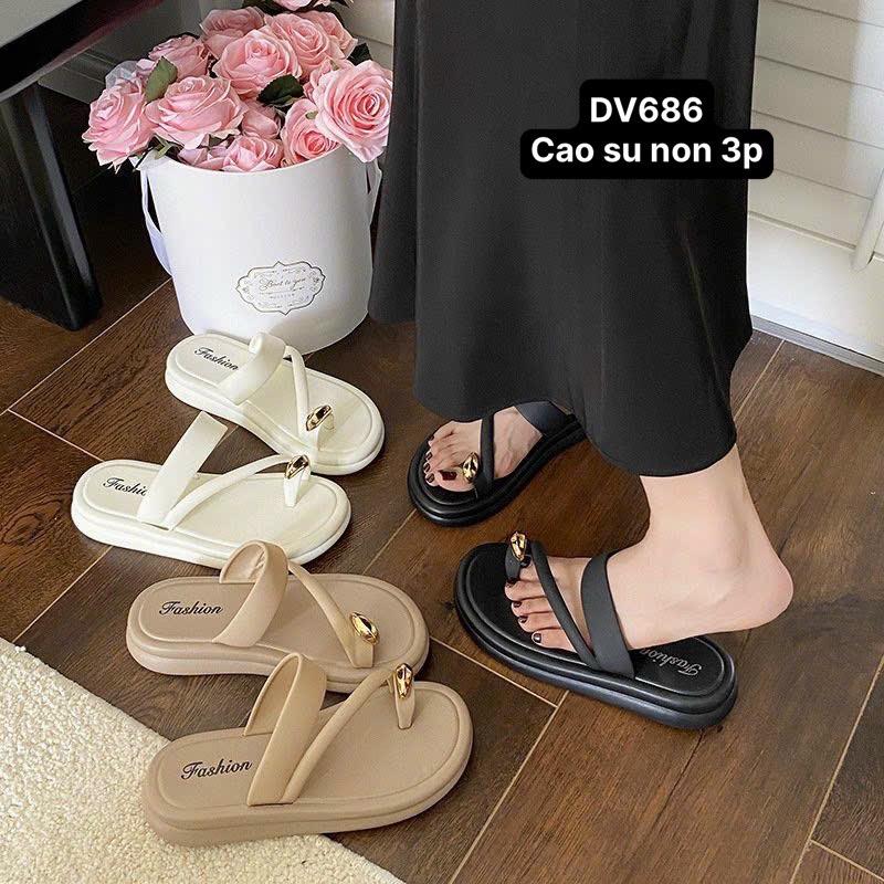 Dép nữ xỏ ngón đế 3p chất cao su non siêu êm DV686 DéP