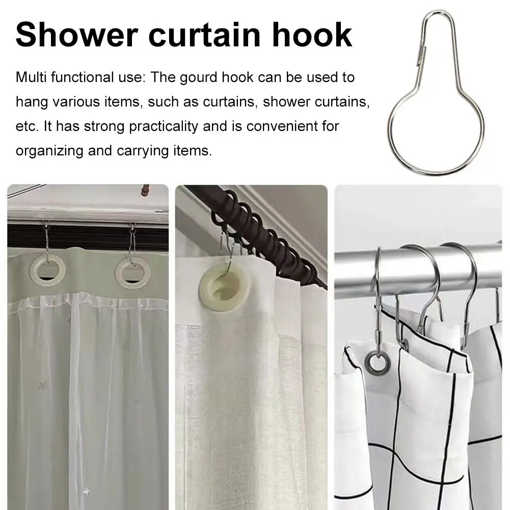 Metal Galvanised Shower Curtain Hooks Gourd Hooks Curtain Shower Ring Hooks Curtain Hooks I1Y7