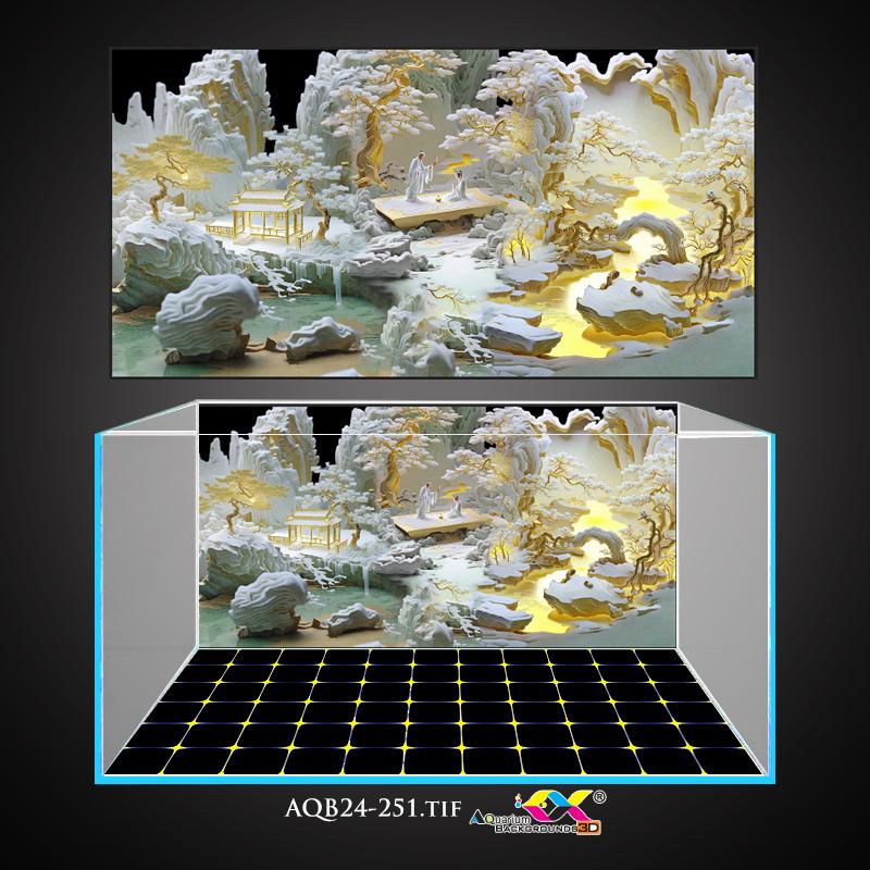 Tranh dán hồ cá 3d - phông nền bể cá cao cấp, có keo sẵn trên bề mặt, in theo KT yêu cầu AQB24-251